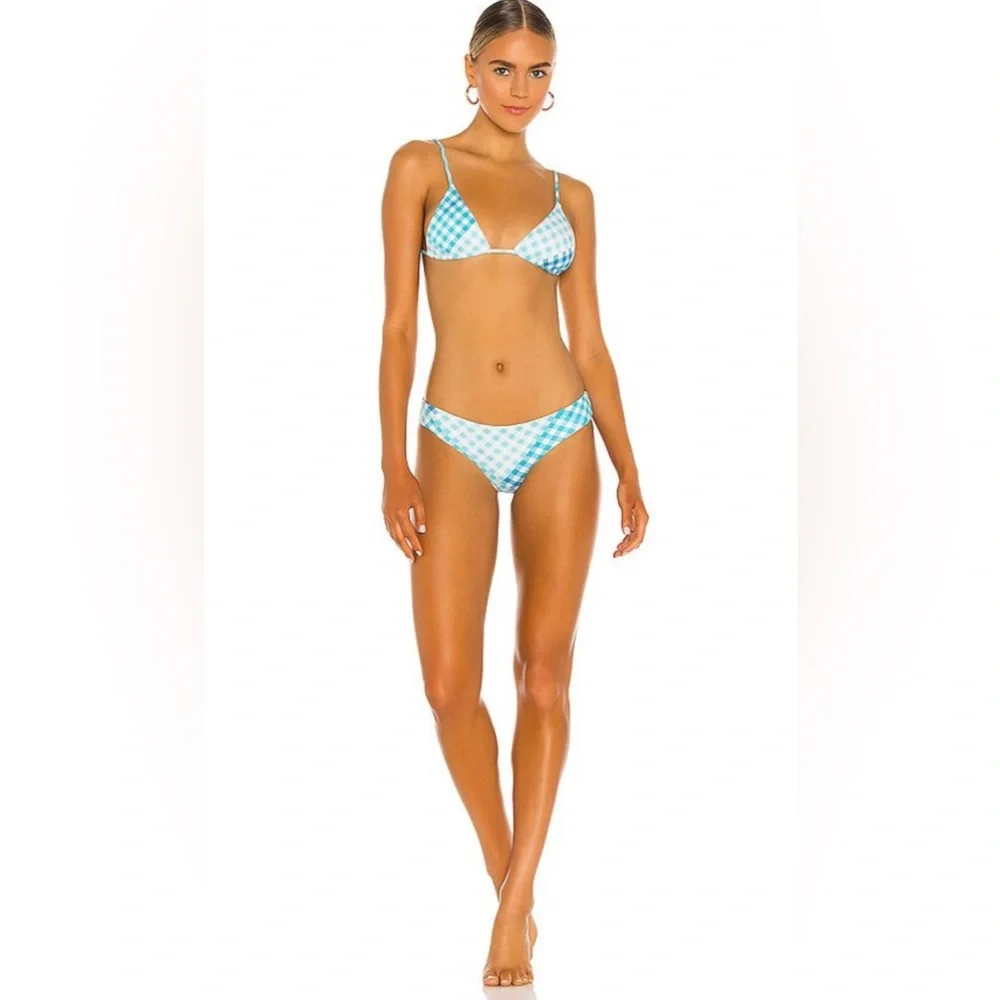 NWT Revolve L*Space Picnic Plaid Blue Brittany Bikini Top